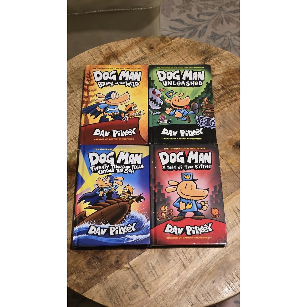 Dog Man  Books Lot of 4 Hardcover Set By Dav Pilkey Graphic Novel Dogman Series
